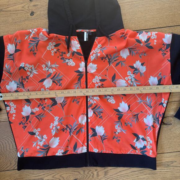 TopShop Floral Front Hooded Sweatshirt US Size 12 Asian Inspired Orange Black - Picture 5 of 7